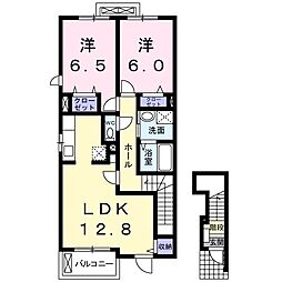 ヴェルサイユ 2階2LDKの間取り