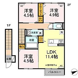 バッソン花巻四日町 3LDKの間取図画像