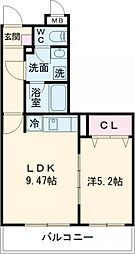 クレール・もず 1LDKの間取図画像