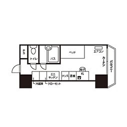 ドーミー徳川園 5階1Kの間取り