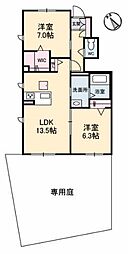 Serena　Garden　Ｅ棟 1階2LDKの間取り