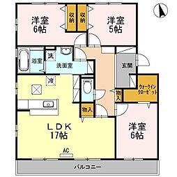 メゾンソレイユ　A棟 2階3LDKの間取り