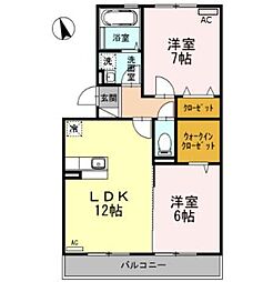 サンガーデニアA 2LDKの間取図画像