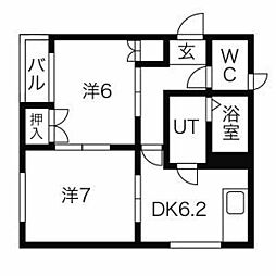 フェアリー2番館 2DKの間取図画像