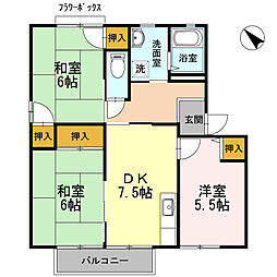 ディアス池田　E棟 2階3DKの間取り