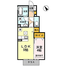 ウィットボヌール 1階1LDKの間取り