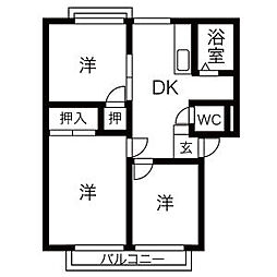 DreamForest楽田 2LDKの間取図画像