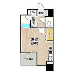 CITY SPIRE 名古屋大須 8階ワンルームの間取り