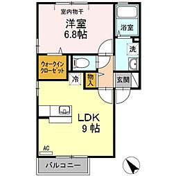 セントバーグ吉方　A棟 1階1LDKの間取り