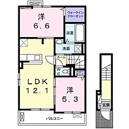 ルミエール 2LDKの間取図画像