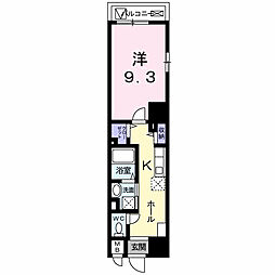 オータムアベニュー 1Kの間取図画像
