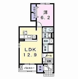 アルバニー浄水A 1LDKの間取図画像