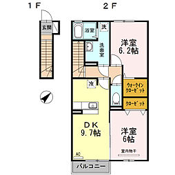アルトピーノ 2階2DKの間取り