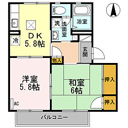 ヴィラレティス 1LDKの間取図画像