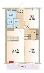 アレリア・レクレール 2LDKの間取図画像