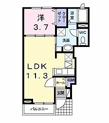 スピカ 1階1LDKの間取り
