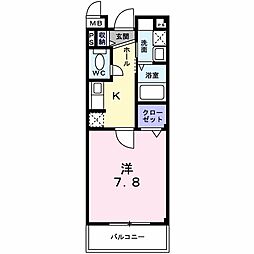 ヴェールシュマン 1Kの間取図画像