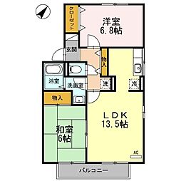 シャルマン　I棟 1階2LDKの間取り