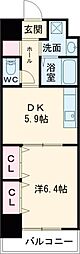グランドツイン黒崎 1DKの間取図画像