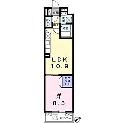 グランシャルマン 1LDKの間取図画像