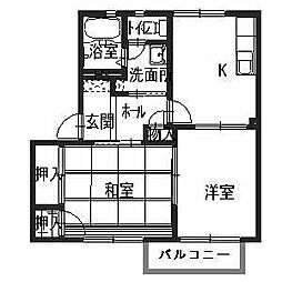 JR舞鶴線 西舞鶴駅 バス10分 京田下車 徒歩2分の賃貸アパート 2階2Kの間取り