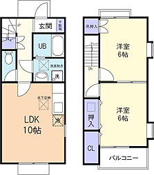 グラントス西ノ宮C棟 2LDKの間取図画像