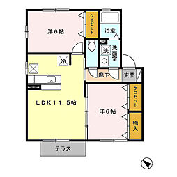 セジュールポム　Ｃ 1階2LDKの間取り