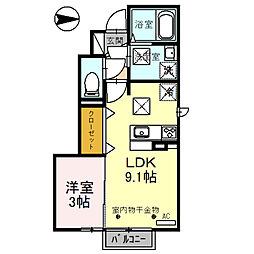 キキョウK.T／ツバキK.T　キキョウK.T 1階1LDKの間取り