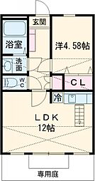 ハイツｋｉｒｉｎ　Ａ棟 1階1LDKの間取り