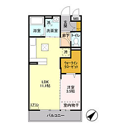 埼玉新都市交通 東宮原駅 徒歩7分の賃貸アパート 1階1LDKの間取り