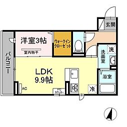 コートテラ 1LDKの間取図画像
