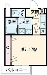 エフスタイル上田7丁目 1Kの間取図画像