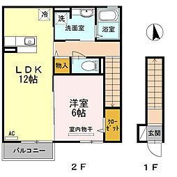 ソンリッサS 1LDKの間取図画像