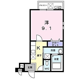 フジパレス堺北長尾ウエスト 3階1Kの間取り