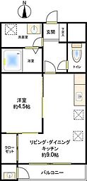 リバティー寿 1LDKの間取図画像