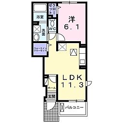 ヴィラ・エスペランサI 1階1LDKの間取り