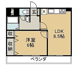 大松ビル 1LDKの間取図画像