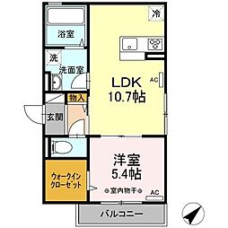 東武小泉線 竜舞駅 徒歩8分の賃貸アパート 3階1LDKの間取り