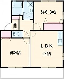 ボノスＢ 1階2LDKの間取り