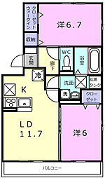 REED OTT’ｓI 2階2LDKの間取り