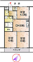 JR山陽本線 糸崎駅 徒歩10分の賃貸マンション 4階3DKの間取り