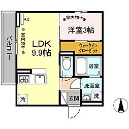 ナゴミエル 1LDKの間取図画像