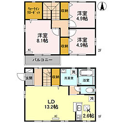 リクヴィル　A棟 1階3LDKの間取り