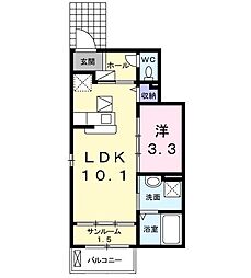 ベルシエロ　Ｂ 1階1LDKの間取り
