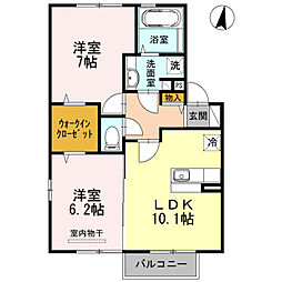 LINDENBAUM　A棟 2階2LDKの間取り