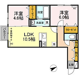 ポルトス 2階2LDKの間取り