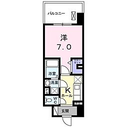 ヴァンヴェール森の宮 1Kの間取図画像