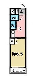 MY Room旭 2階1Kの間取り