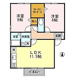 アステリア 2LDKの間取図画像