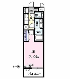 ブルーローズ 1Kの間取図画像